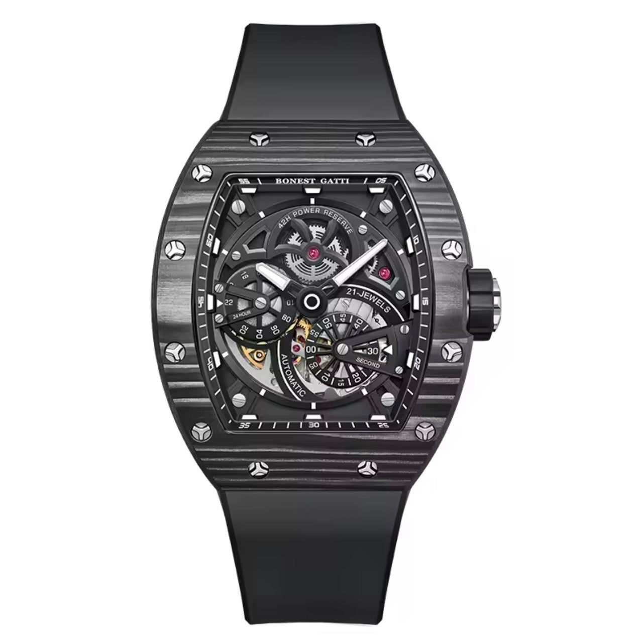 Carbon fiber Skeleton Movement Sapphire Crystal BG9004 (2 color variants)