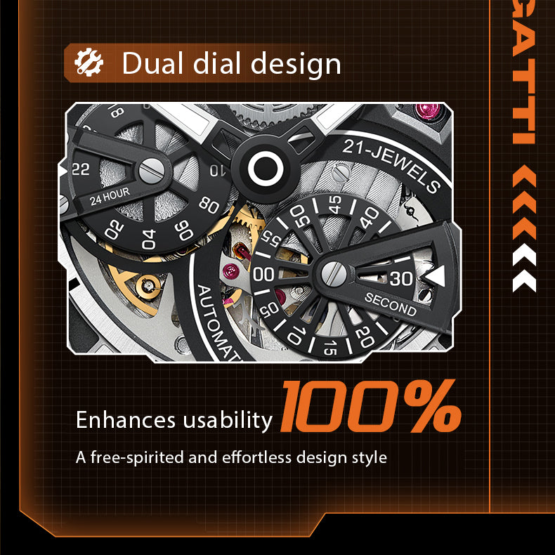 BONEST GATTI Carbon fiber + Aluminum alloy Case Barrel shaped Tonneau watch Skeleton Movement Sapphire Crystal Quick- Release Strap Watch BG9004